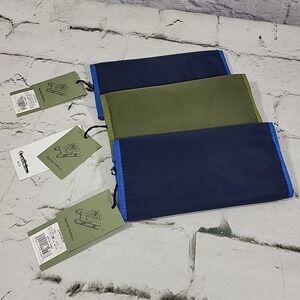 Goodfellow Cosmetic Toiletry Organizer Pouch Lot Of 3 Army Green Navy Blue New